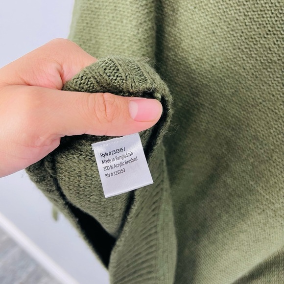 PooF Apparel Dark Green Turtle Neck Loose Crop Cable Knit Sweater Top - Picture 6 of 7